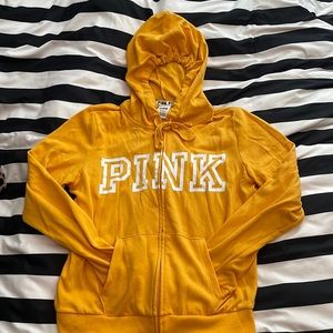 PINK full zip jacket gold/yellow size Large